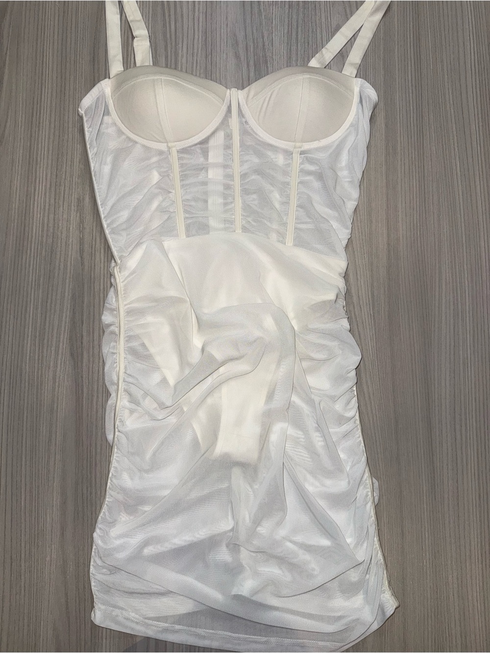 White Sheer Corset Mini Dress with Bustier - Picture 3 of 5